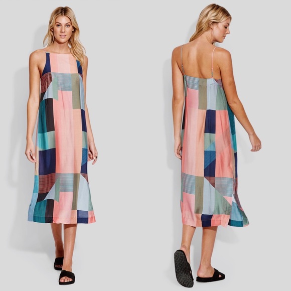 Seafolly Dresses & Skirts - Seafolly Modern Art High Neck Slip Dress Midi Length Silk Blend Size Medium